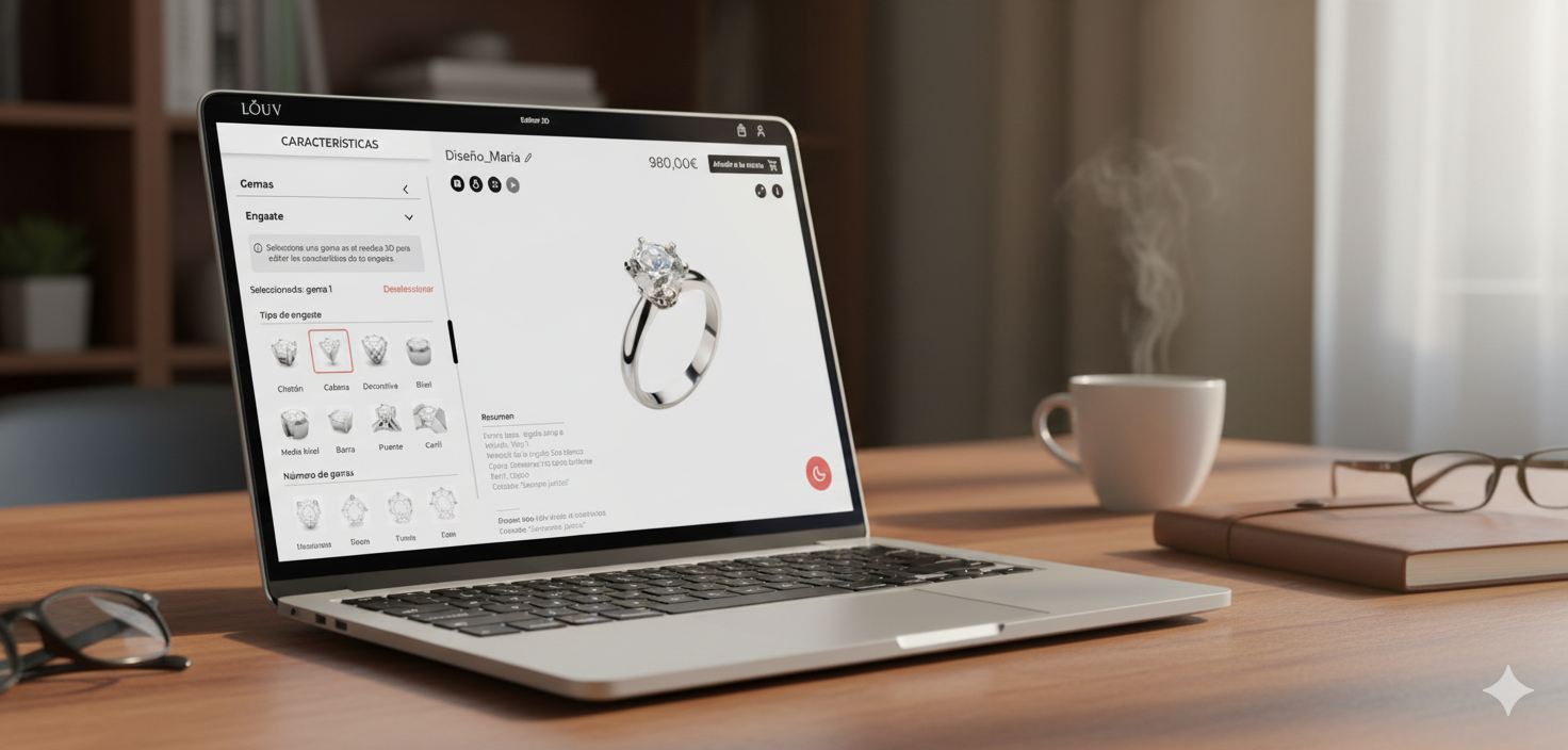 Portatil con una pantalla de la web Louv