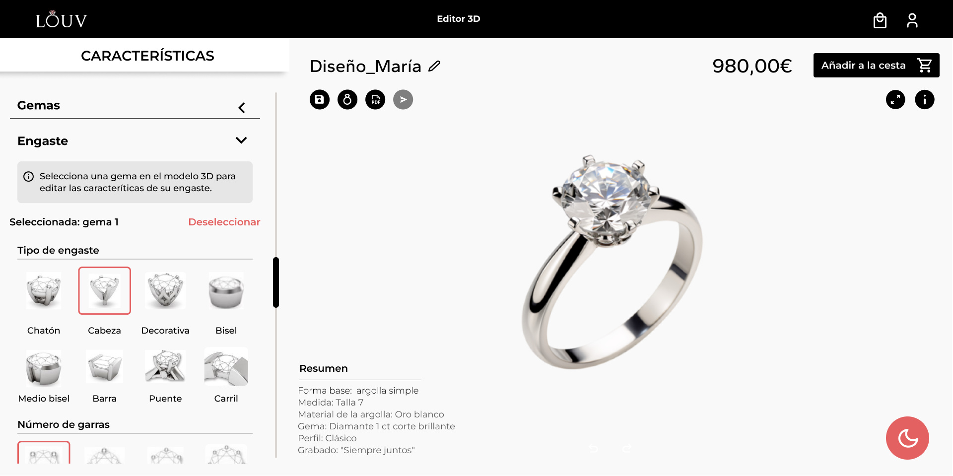 Mokup del editor3D de anillos de Louv